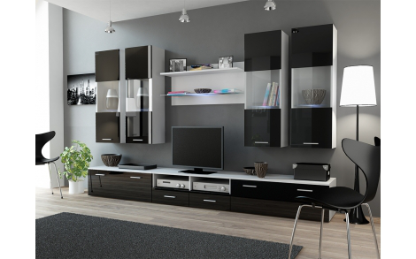 Вітальня DREAM 1 білий- чорний глянець CAMA MEBLE Польща